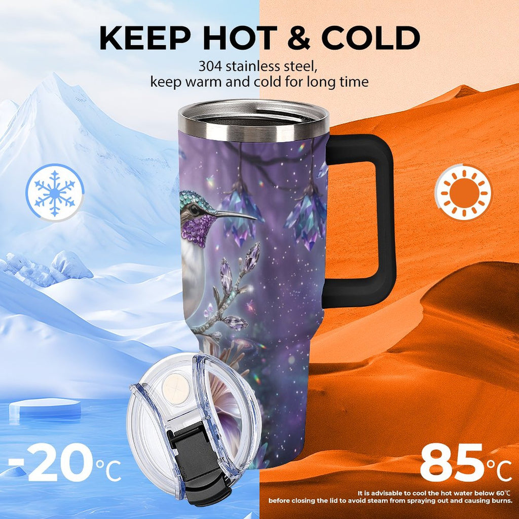 Custom 40oz Insulated Tumbler with Handle and Straw