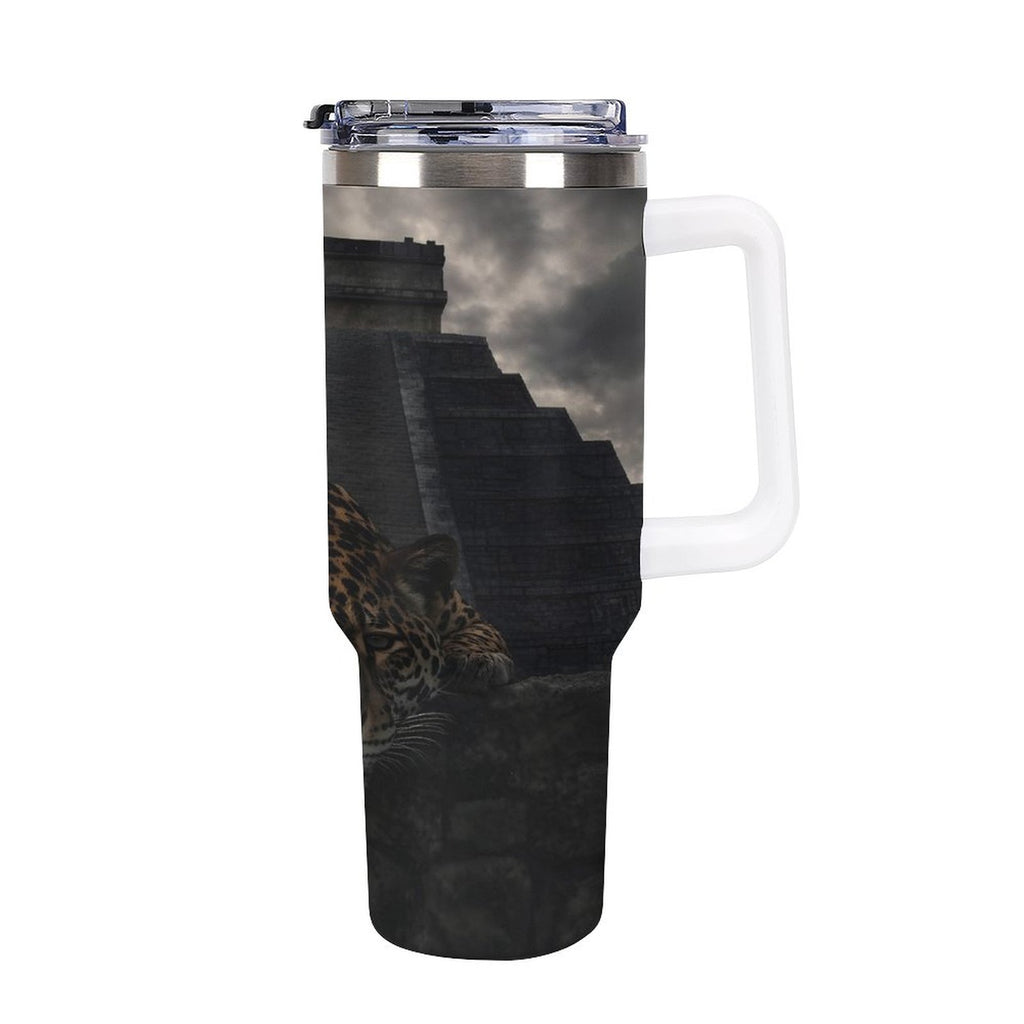 Custom Jaguar 40oz Insulated Tumbler with Handle and Straw