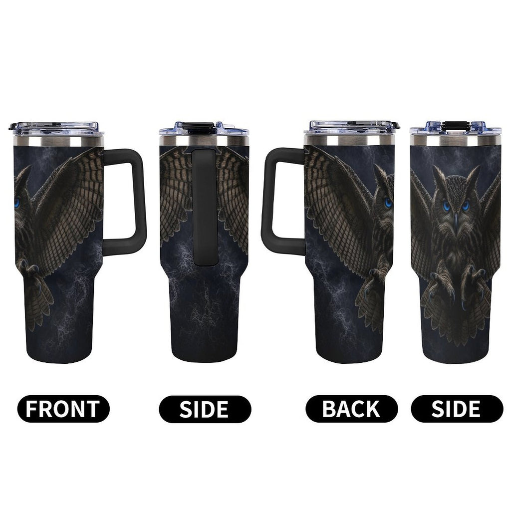 Owl 40oz Insulated Tumbler with Handle and Straw