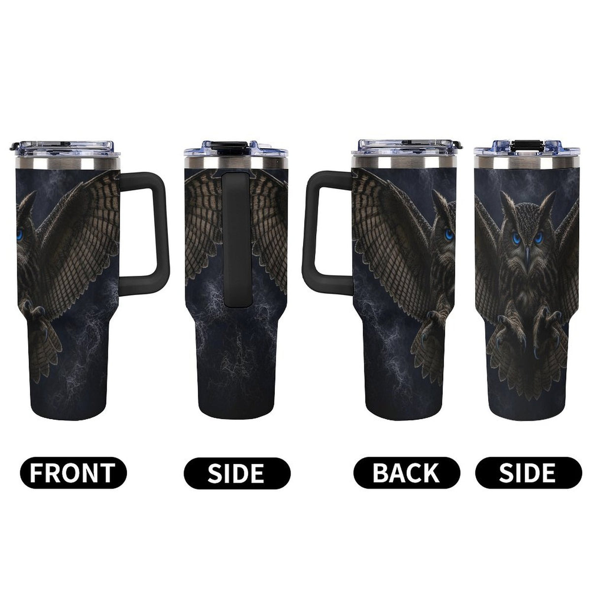 Owl 40oz Insulated Tumbler with Handle and Straw
