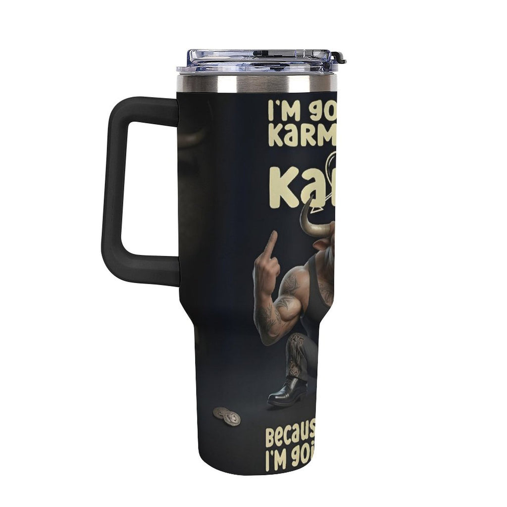custom Bull 40oz Insulated Tumbler with Handle and Straw