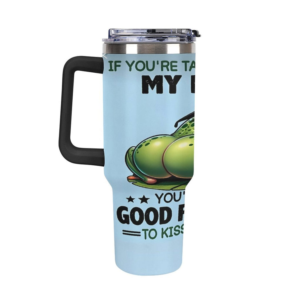 Custom frog 40oz Insulated Tumbler with Handle and Straw