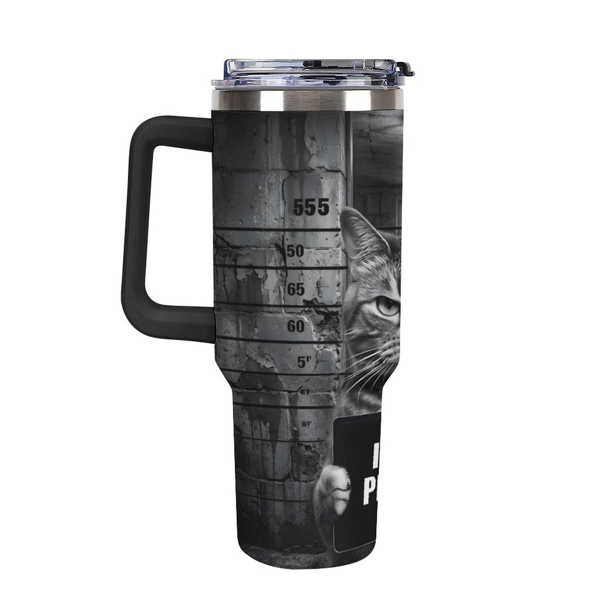Custom Cat mug shot 40oz Insulated Tumbler with Handle and Straw