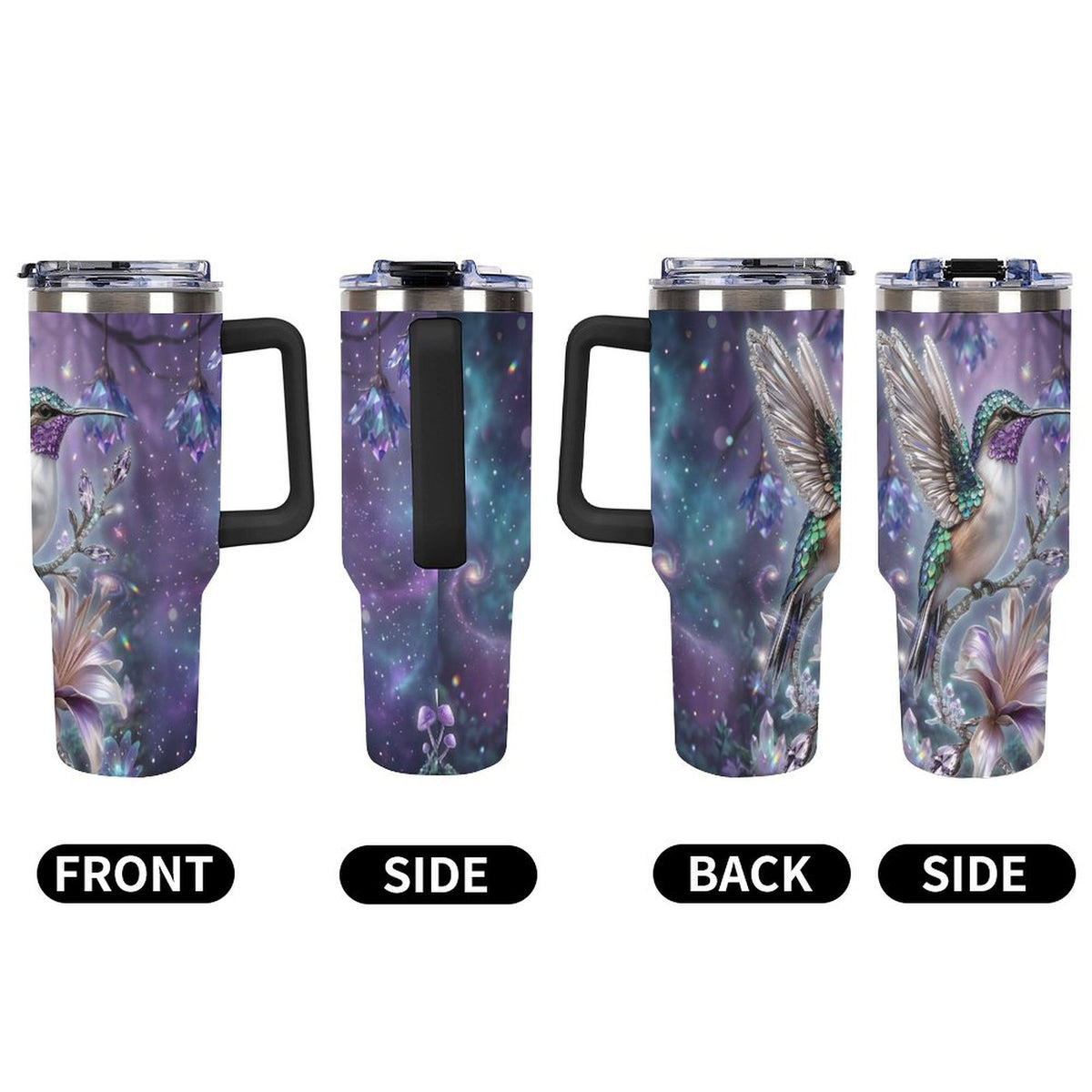 Custom 40oz Insulated Tumbler with Handle and Straw