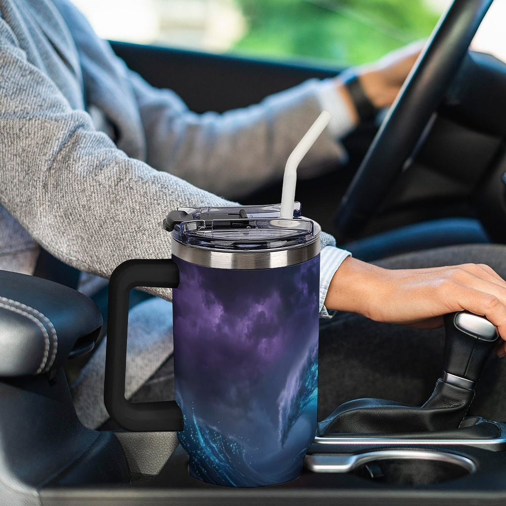 Custom 40oz Insulated Tumbler with Handle and Straw