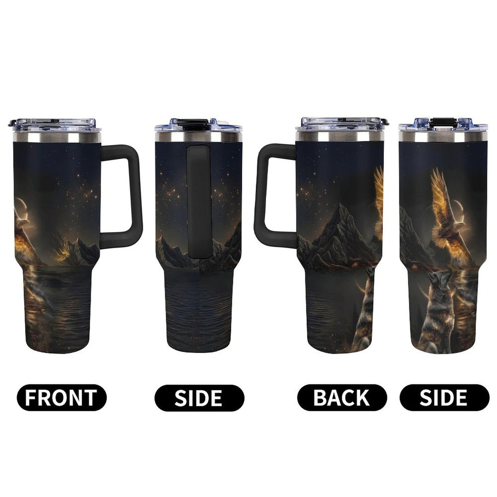 Custom native 40oz Insulated Tumbler with Handle and Straw