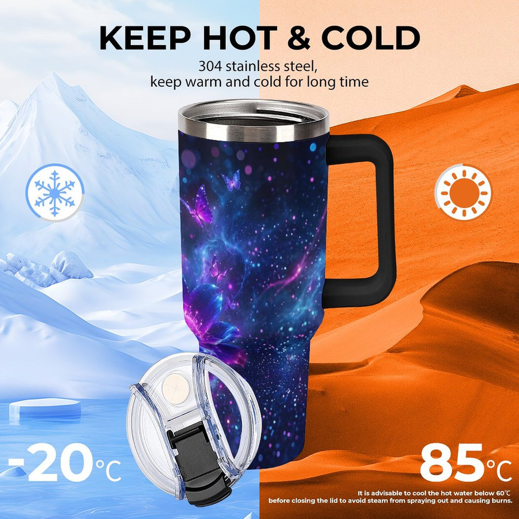 Custom 40oz Insulated Tumbler with Handle and Straw