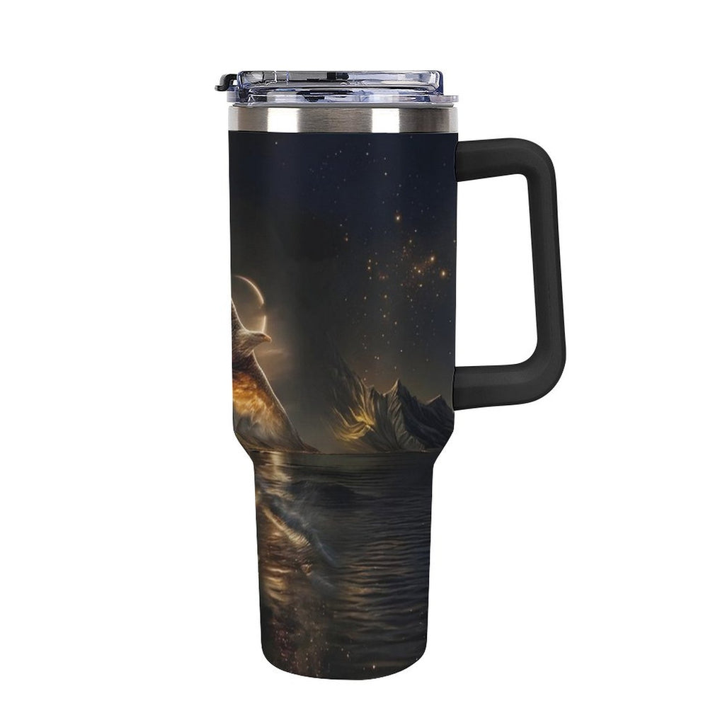 Custom native 40oz Insulated Tumbler with Handle and Straw
