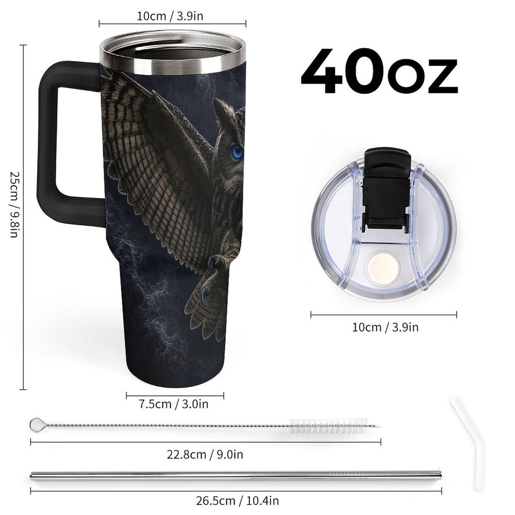 Owl 40oz Insulated Tumbler with Handle and Straw