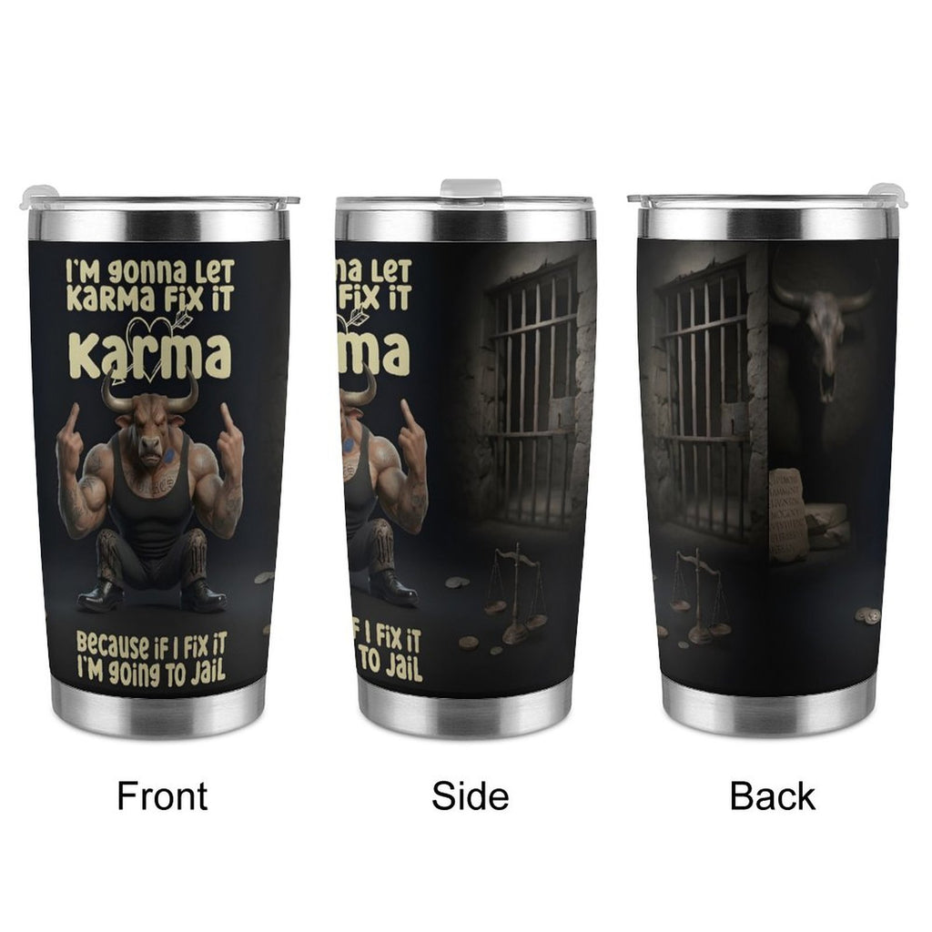 Custom Bull 20oz Silver Rim Car Cup