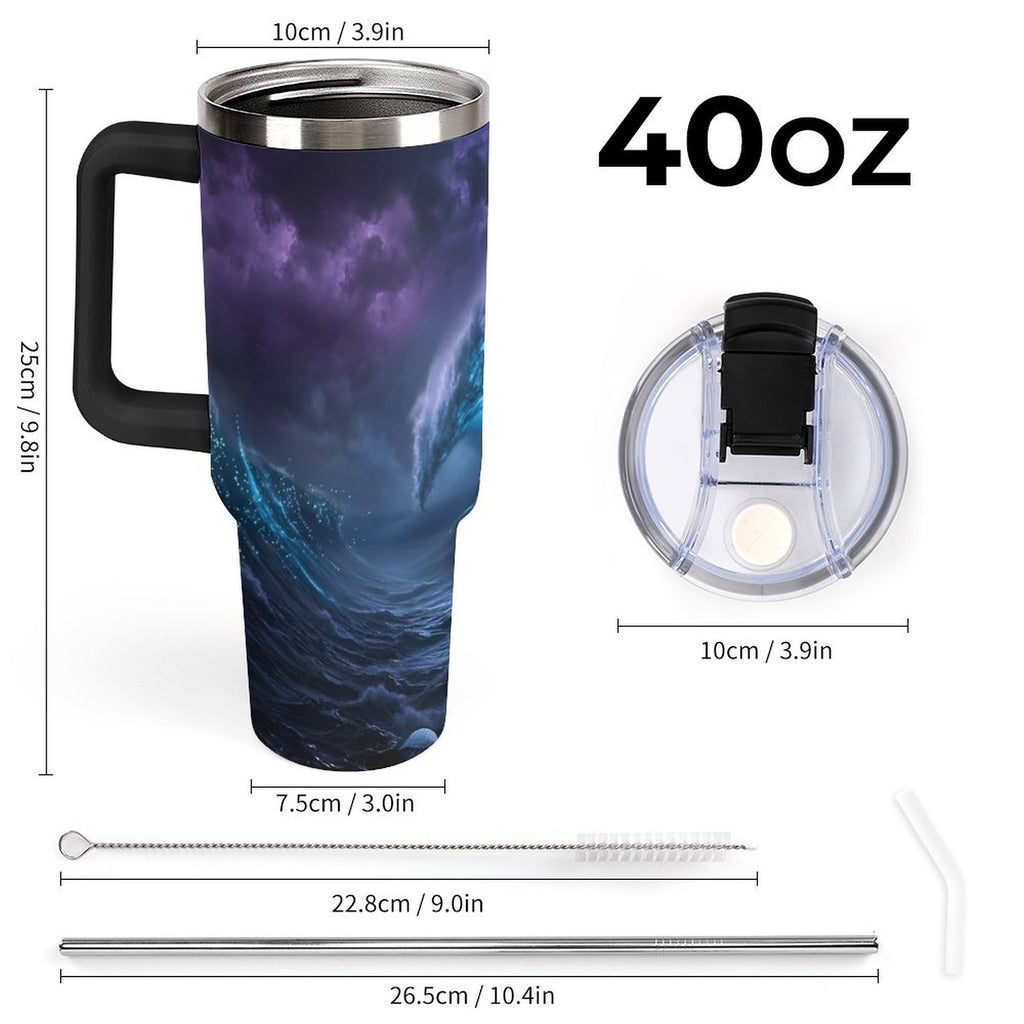 Custom 40oz Insulated Tumbler with Handle and Straw