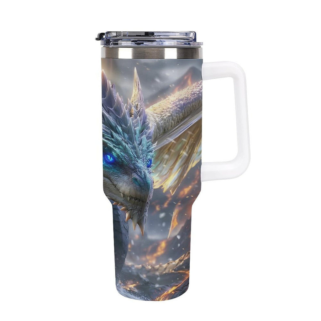 Custom Dragon40oz Insulated Tumbler with Handle and Straw