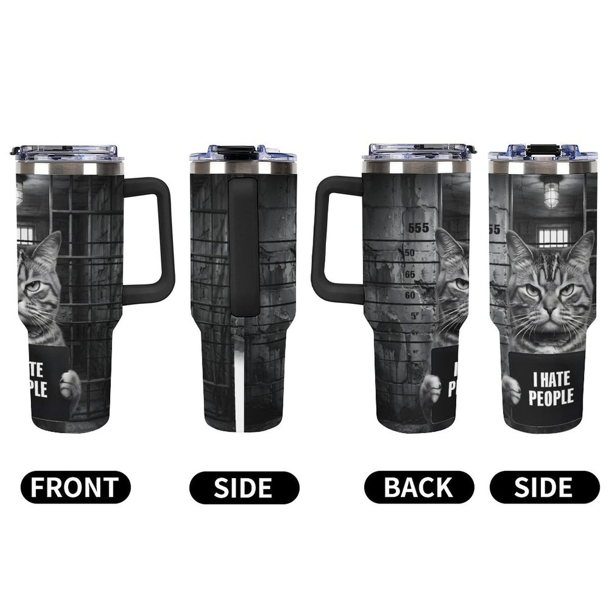 Custom Cat mug shot 40oz Insulated Tumbler with Handle and Straw