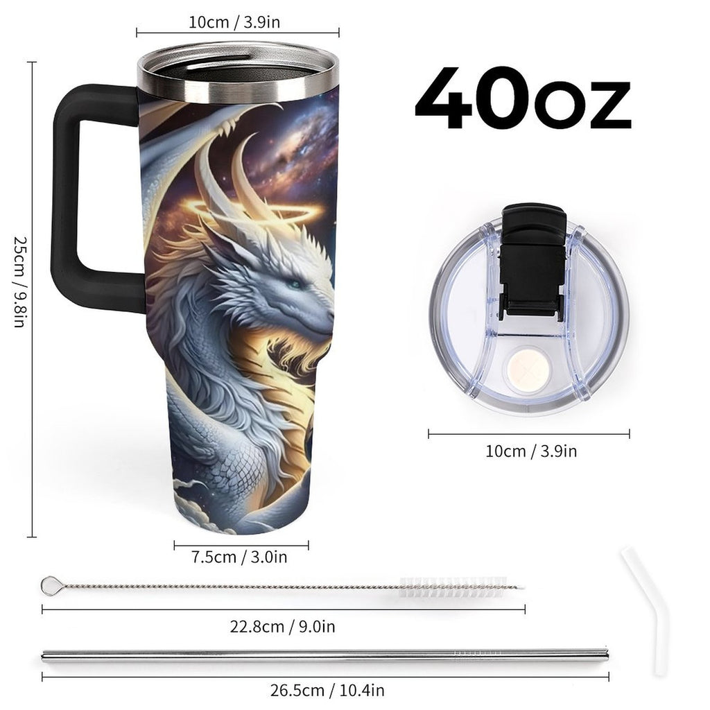 Custom Dragons 40oz Insulated Tumbler with Handle and Straw