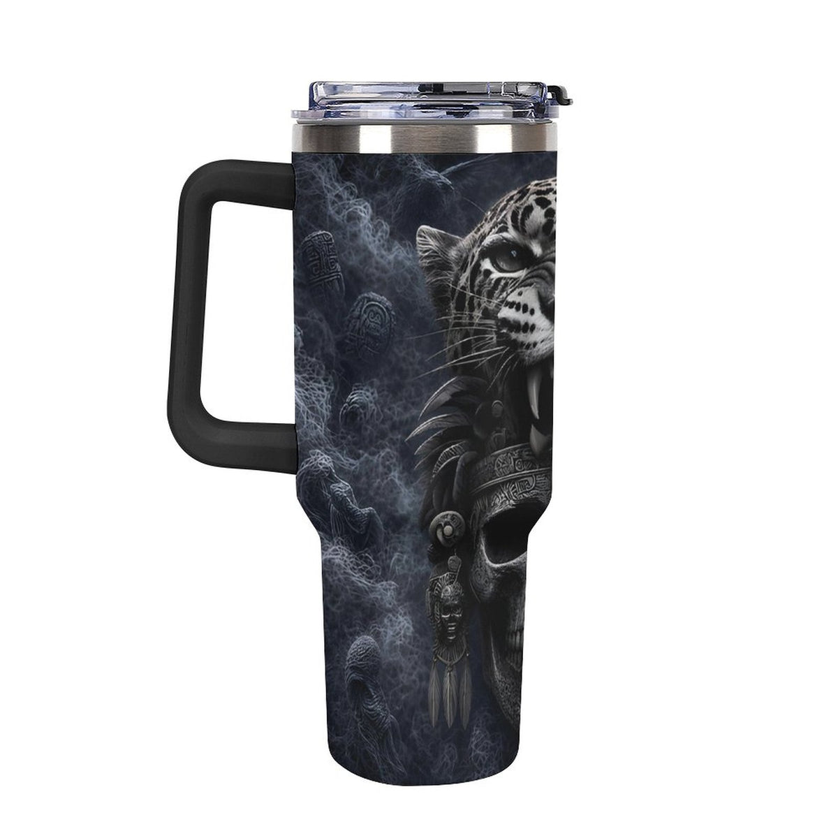 Aztec Jaguar warrior 40oz Insulated Tumbler with Handle and Straw