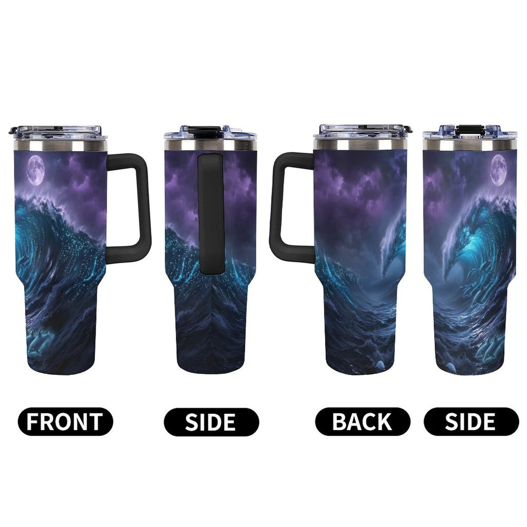 Custom 40oz Insulated Tumbler with Handle and Straw
