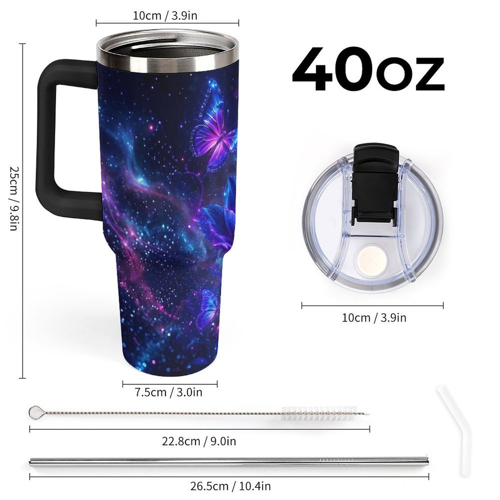 Custom 40oz Insulated Tumbler with Handle and Straw