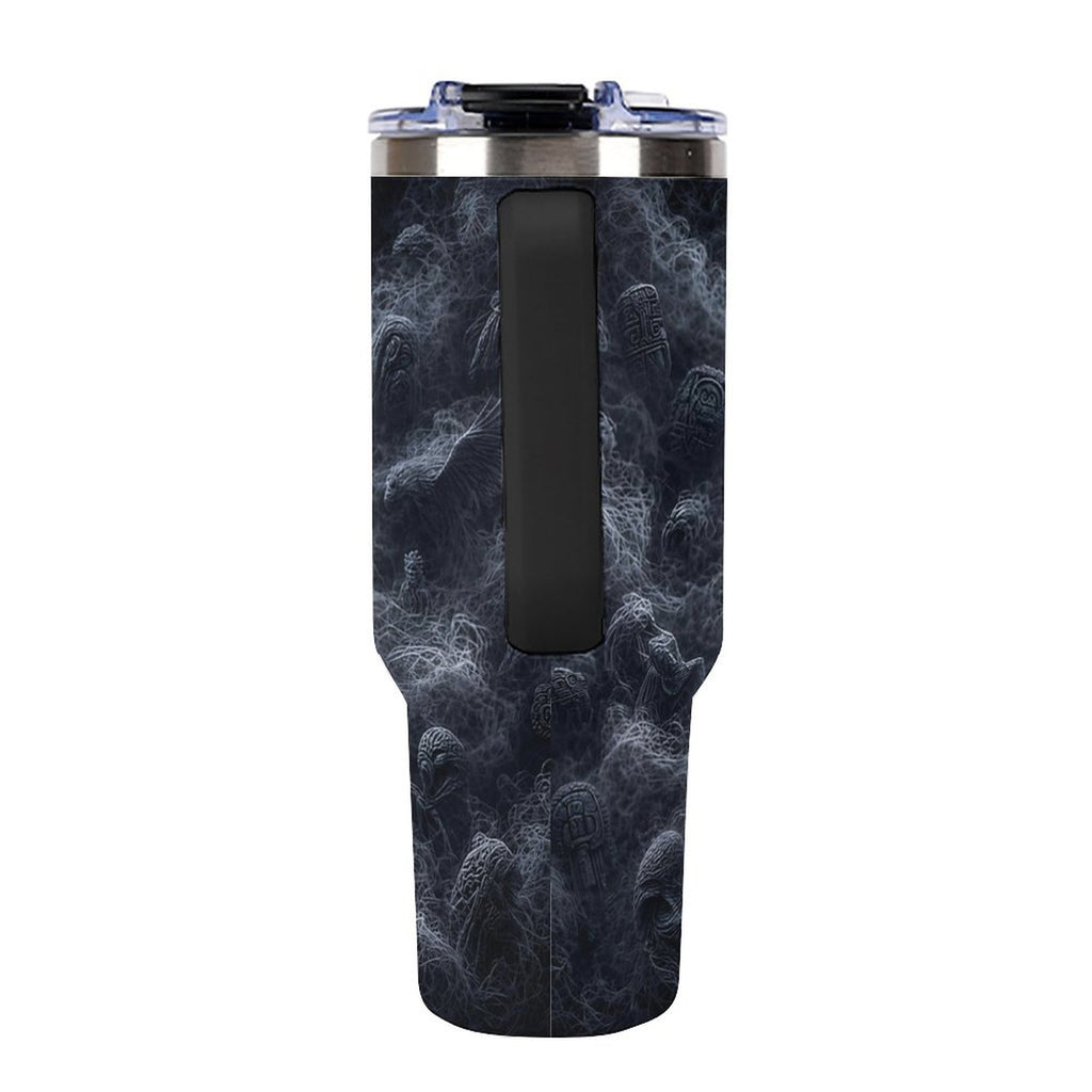 Custom Aztec Jaguar 40oz Insulated Tumbler with Handle and Straw