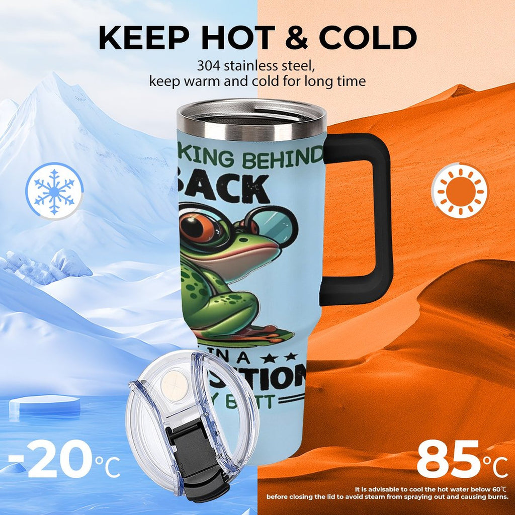 Custom frog 40oz Insulated Tumbler with Handle and Straw