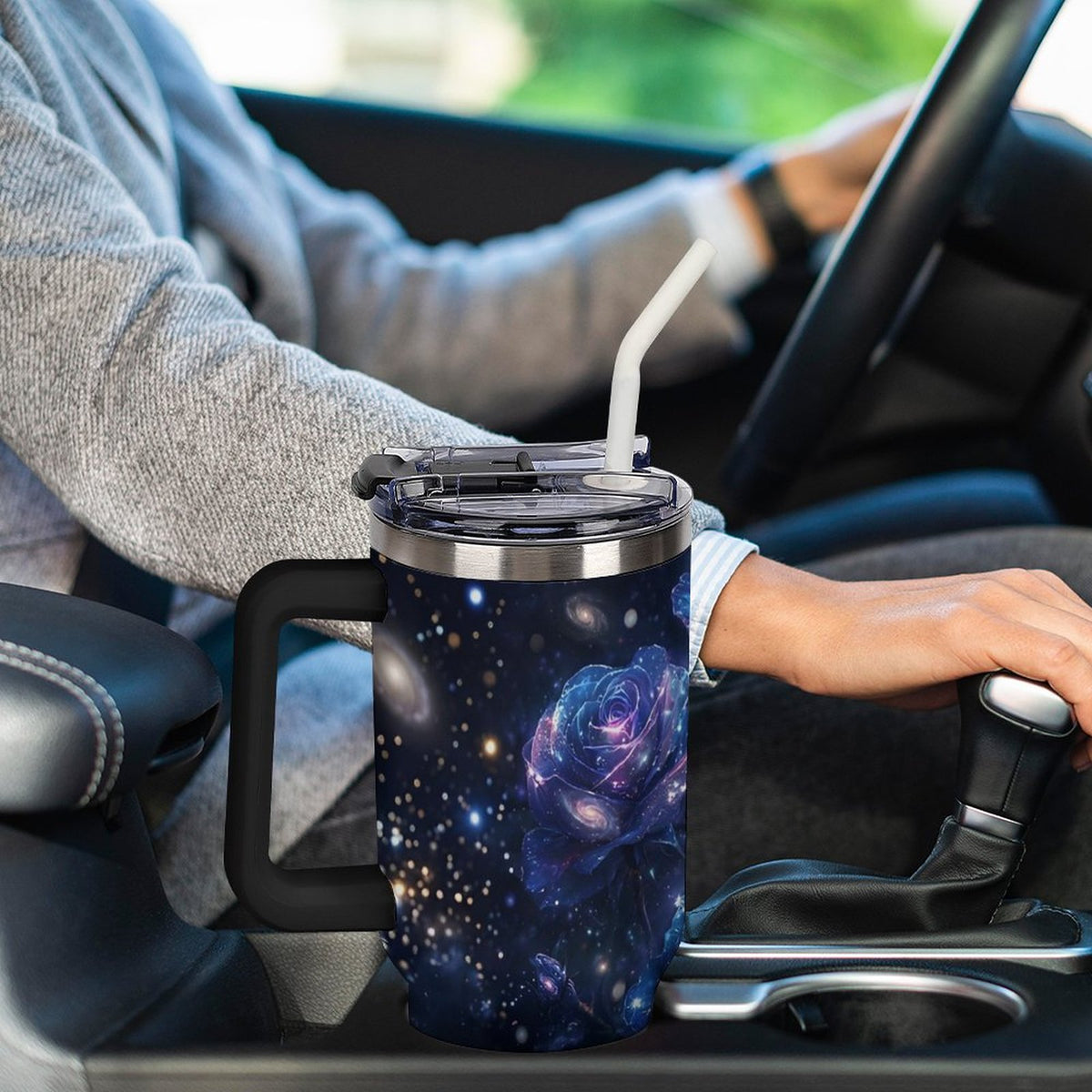 Custom 40oz Insulated Tumbler with Handle and Straw