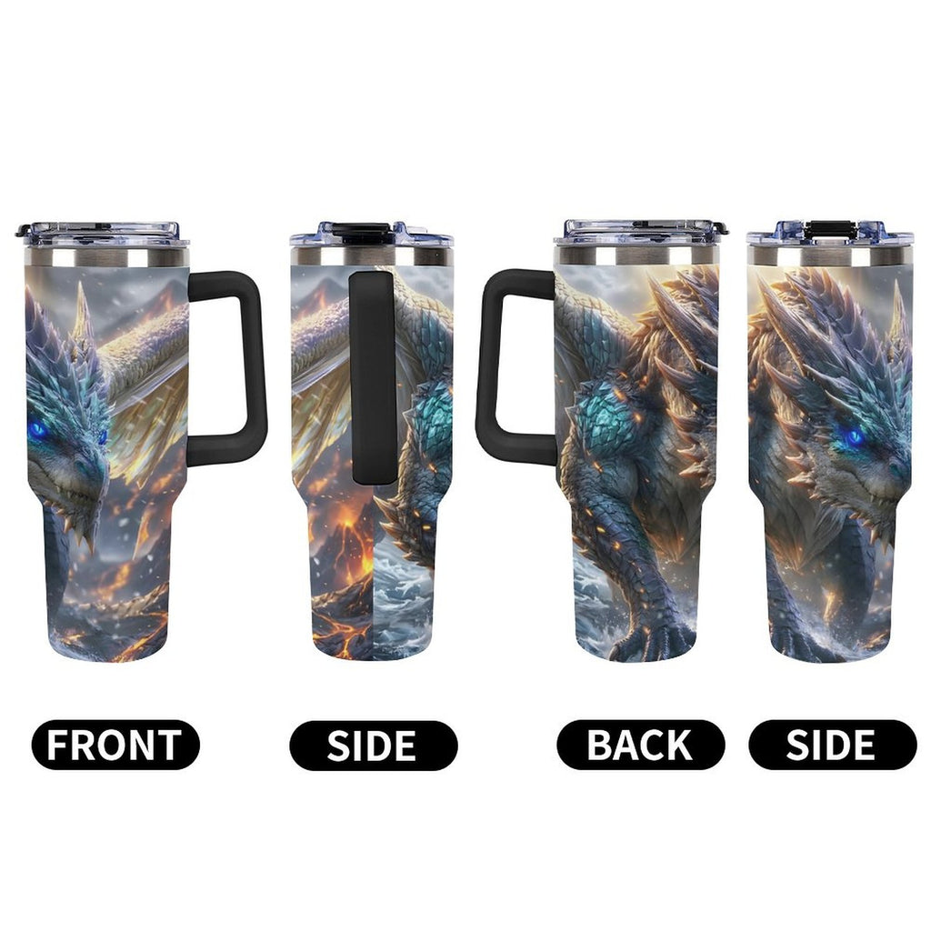 Custom Dragon40oz Insulated Tumbler with Handle and Straw