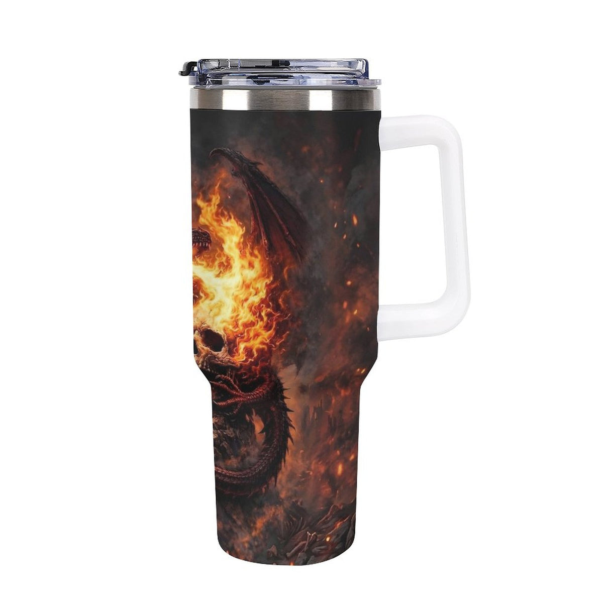 Custom Dragon 40oz Insulated Tumbler with Handle and Straw