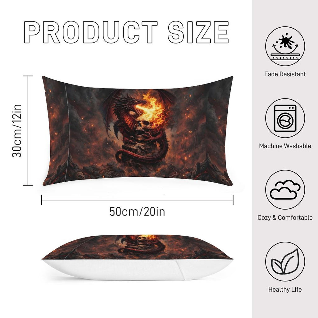 Custom dragon Flax Fabric Pillow Cover