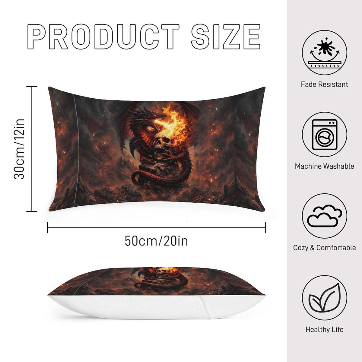 Custom dragon Flax Fabric Pillow Cover
