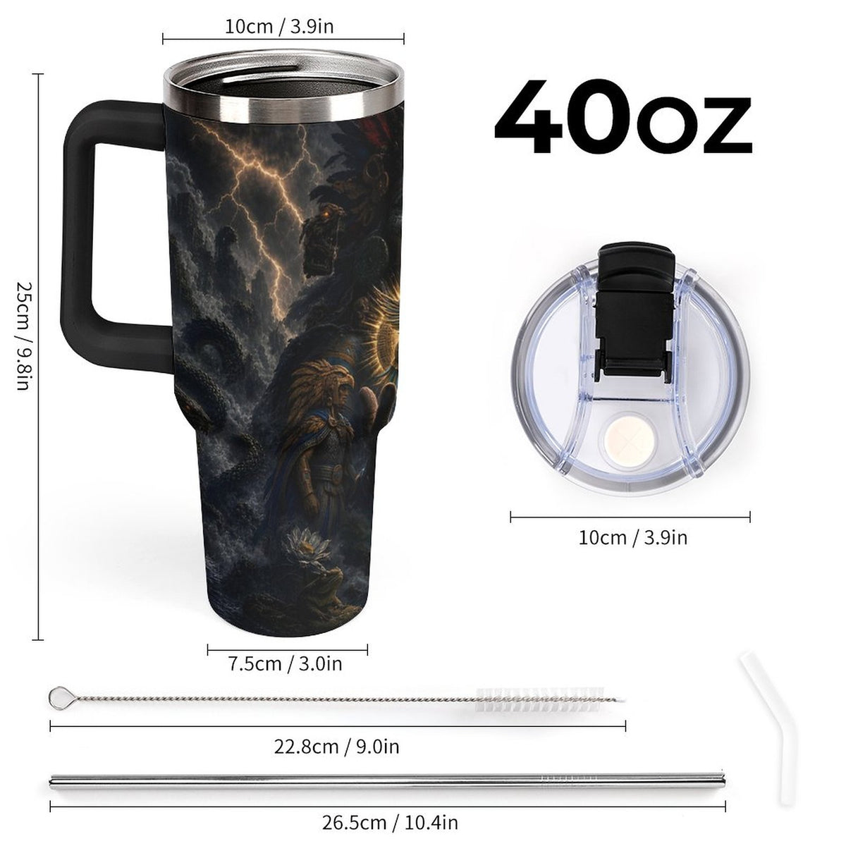 Aztec 40oz Insulated Tumbler with Handle and Straw
