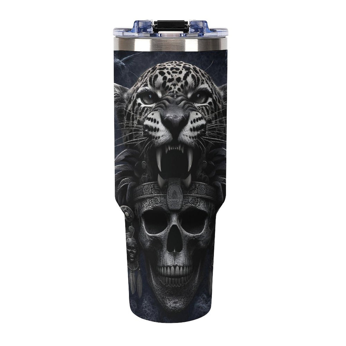 Aztec Jaguar warrior 40oz Insulated Tumbler with Handle and Straw