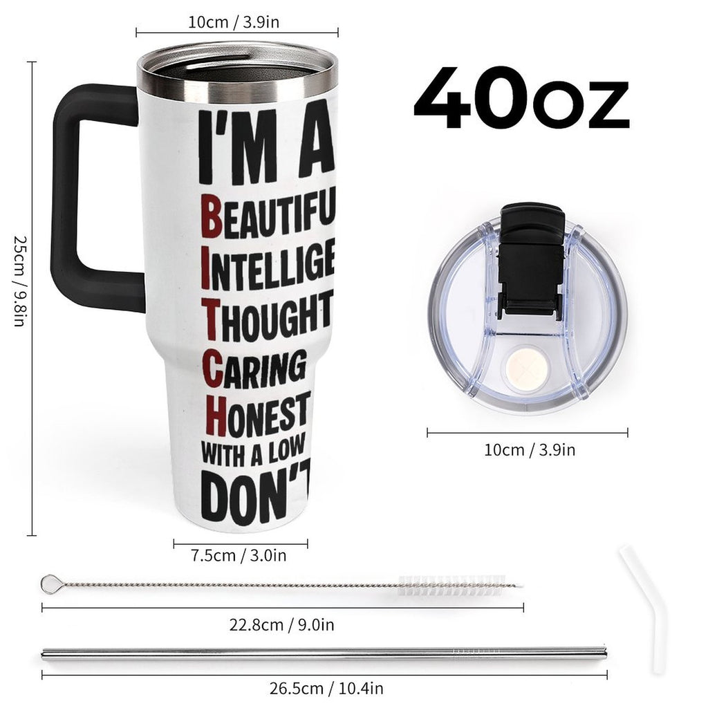 40oz Insulated Tumbler with Handle and Straw