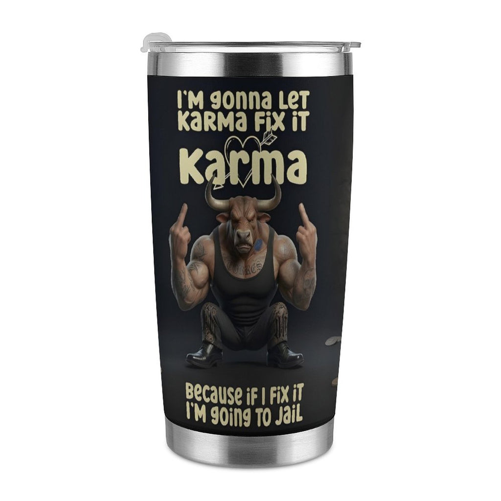 Custom Bull 20oz Silver Rim Car Cup