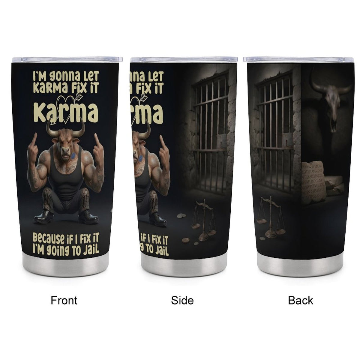 Custom Bull 20oz Insulated Stainless Steel Cup with Lid