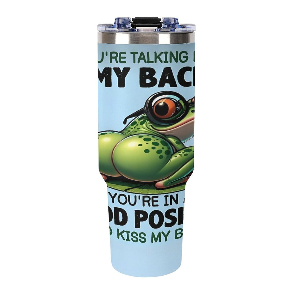 Custom frog 40oz Insulated Tumbler with Handle and Straw