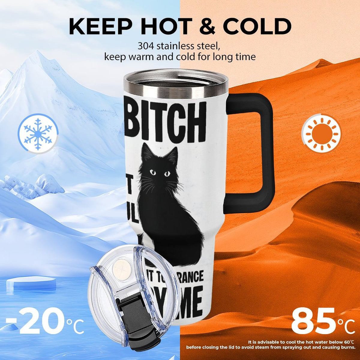 40oz Insulated Tumbler with Handle and Straw