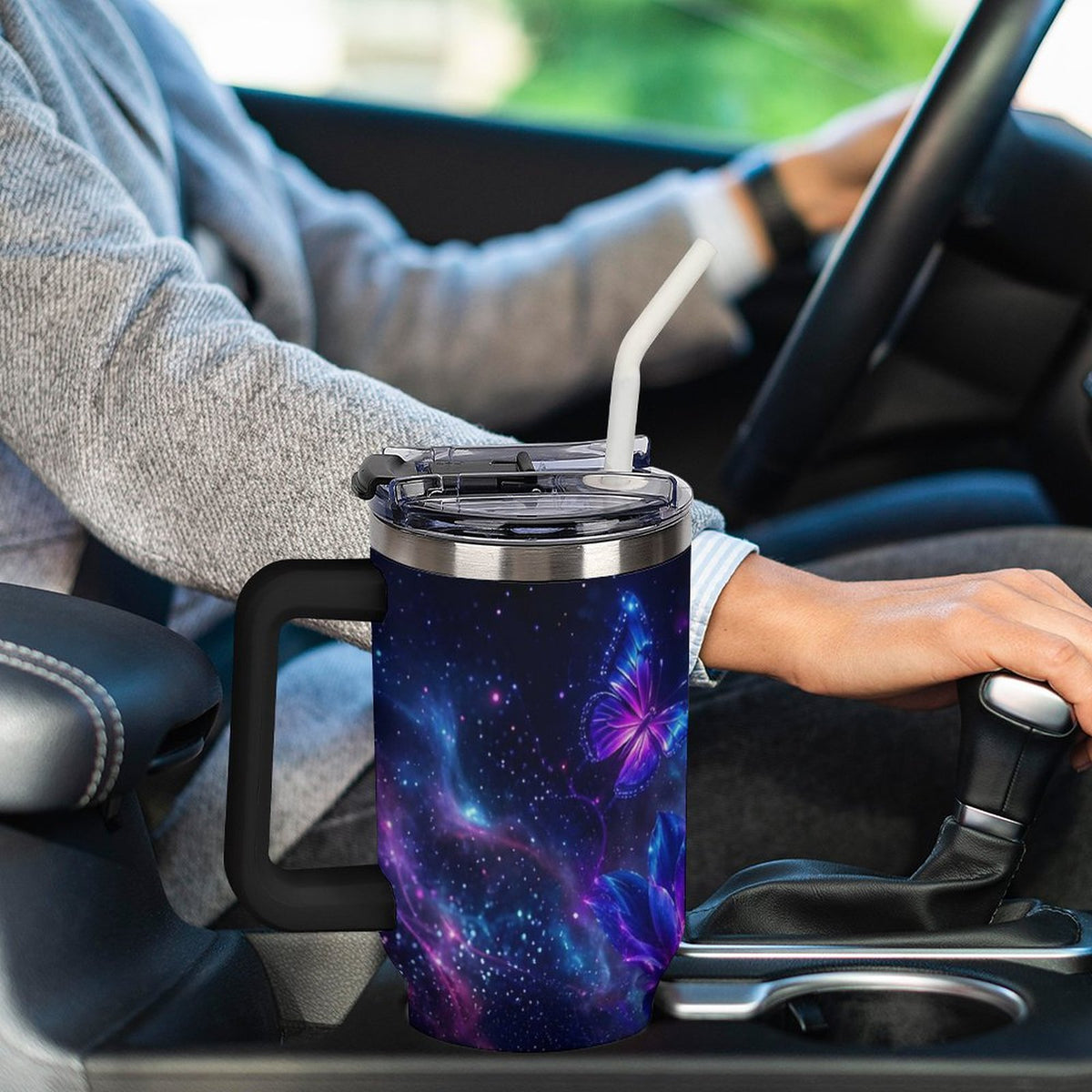 Custom 40oz Insulated Tumbler with Handle and Straw