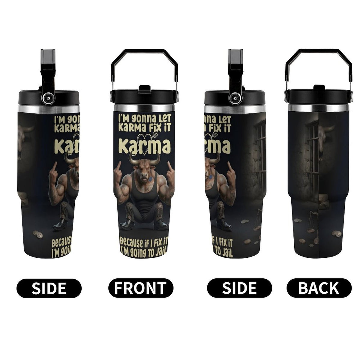 custom Bull 30oz Car Cup with Handle
