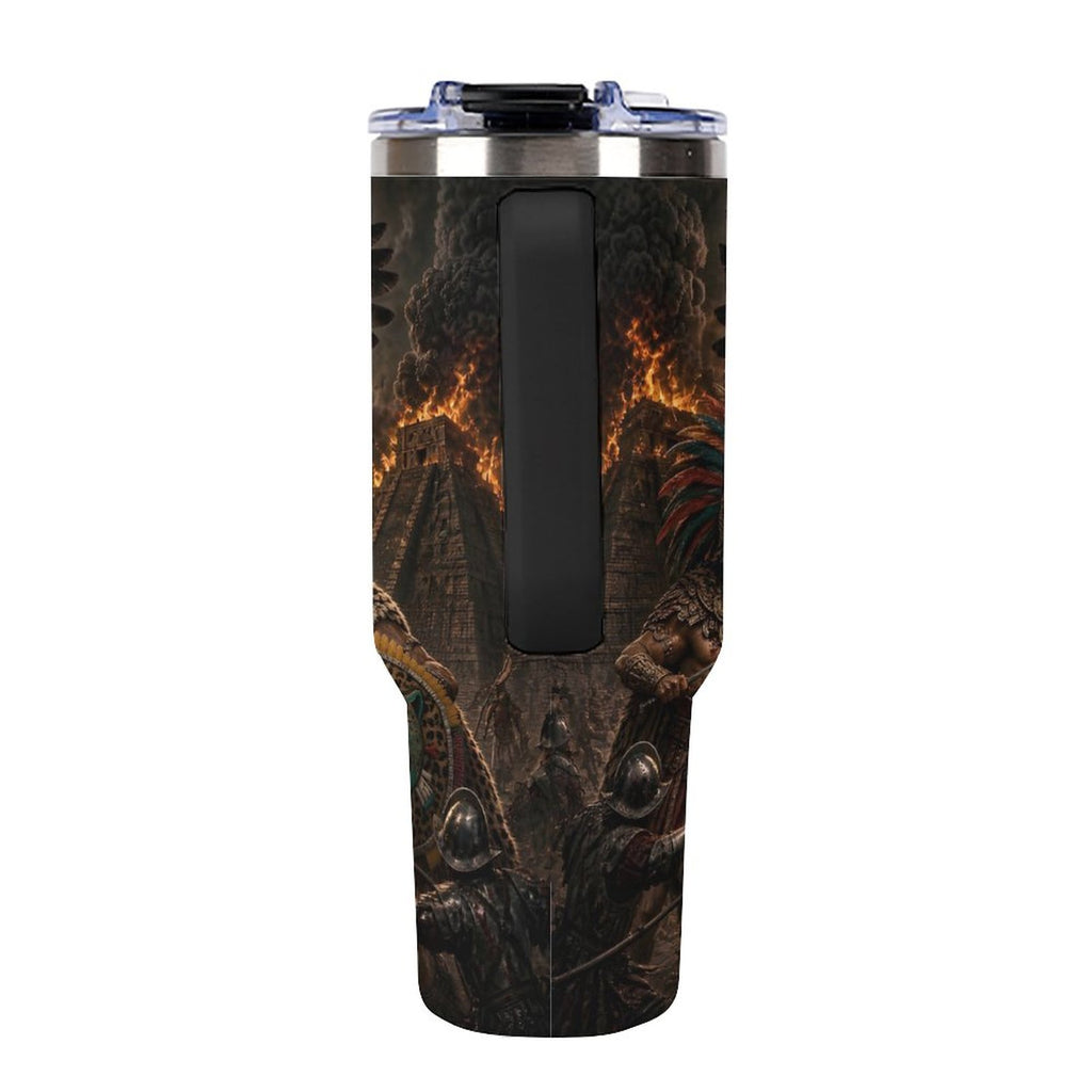 Aztec Eagle Fight 40oz Insulated Tumbler with Handle and Straw