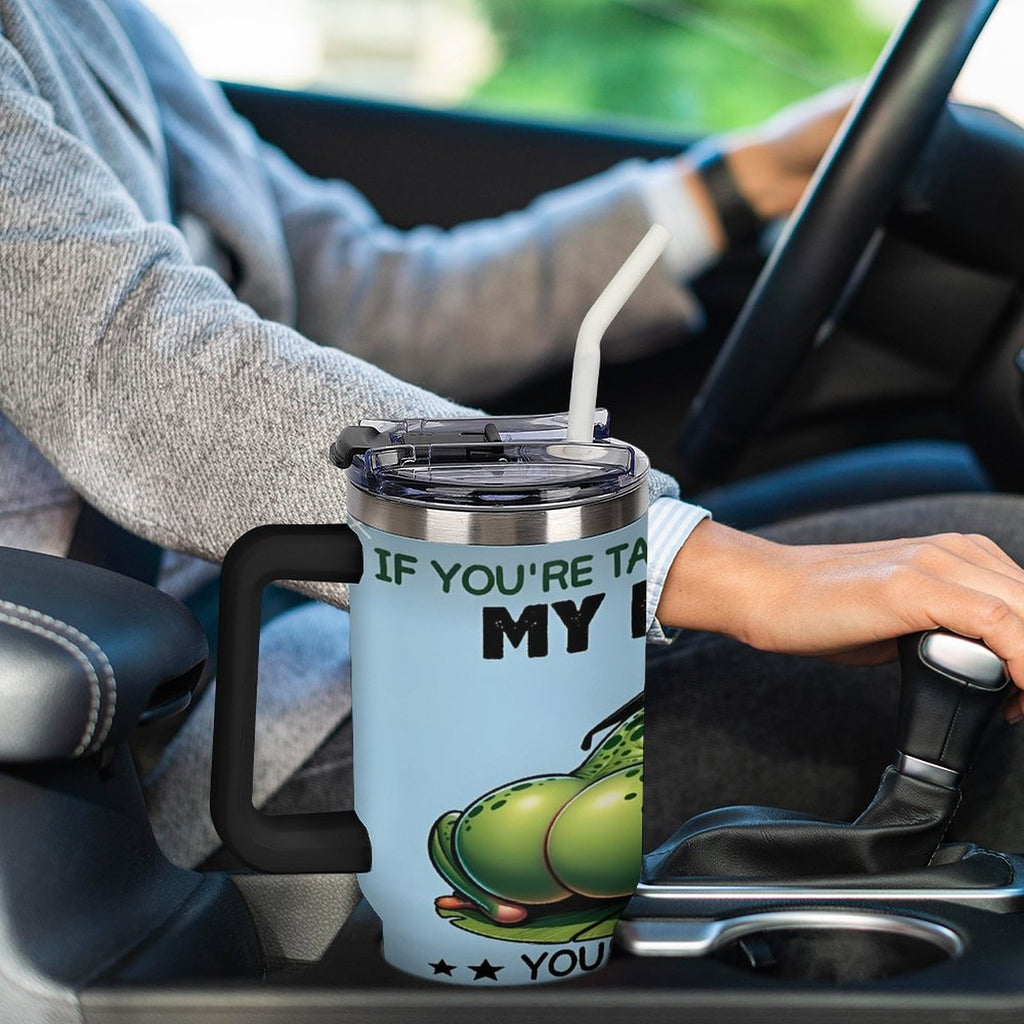 Custom frog 40oz Insulated Tumbler with Handle and Straw