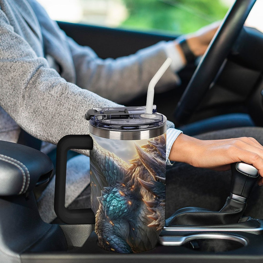 Custom Dragon40oz Insulated Tumbler with Handle and Straw