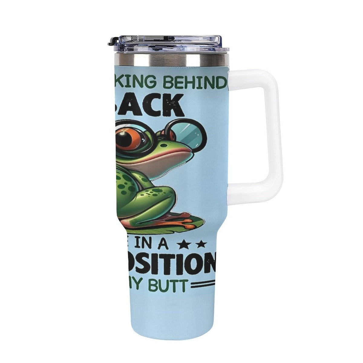 Custom frog 40oz Insulated Tumbler with Handle and Straw