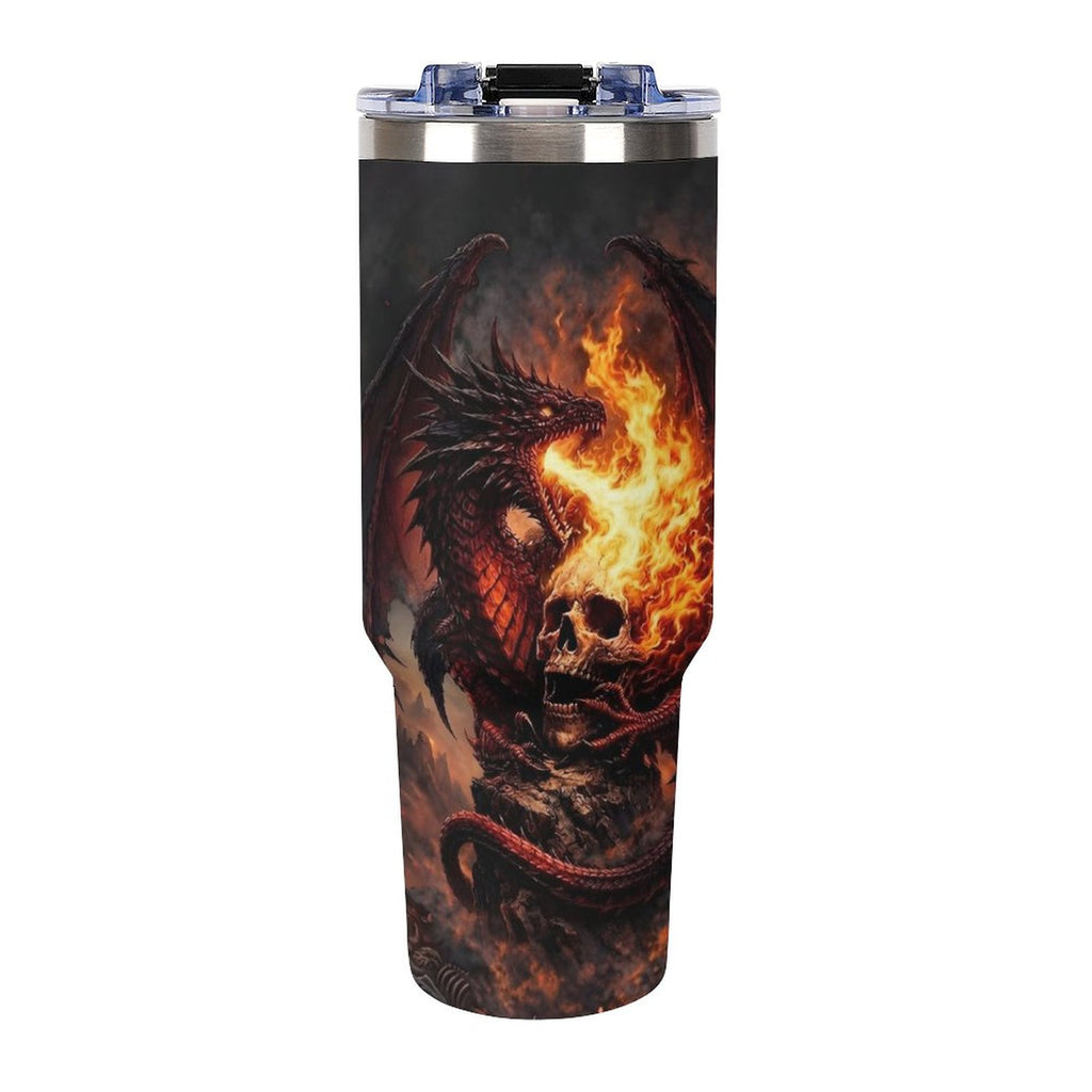 Custom Dragon 40oz Insulated Tumbler with Handle and Straw