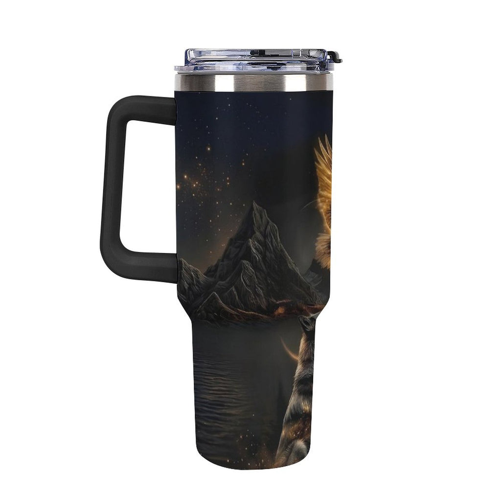 Custom native 40oz Insulated Tumbler with Handle and Straw