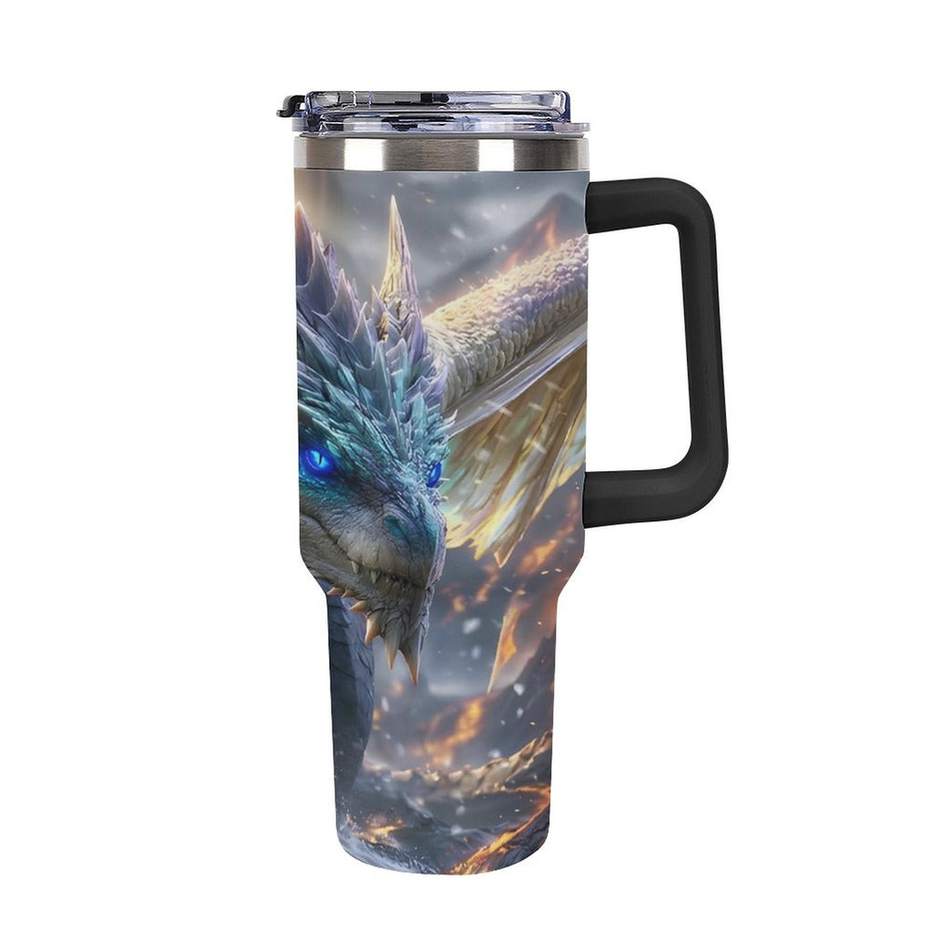Custom Dragon40oz Insulated Tumbler with Handle and Straw