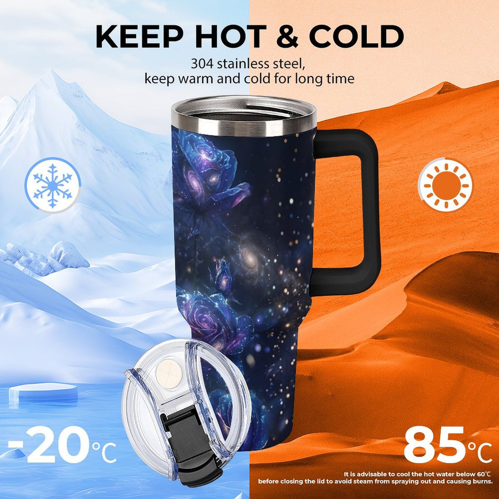 Custom 40oz Insulated Tumbler with Handle and Straw