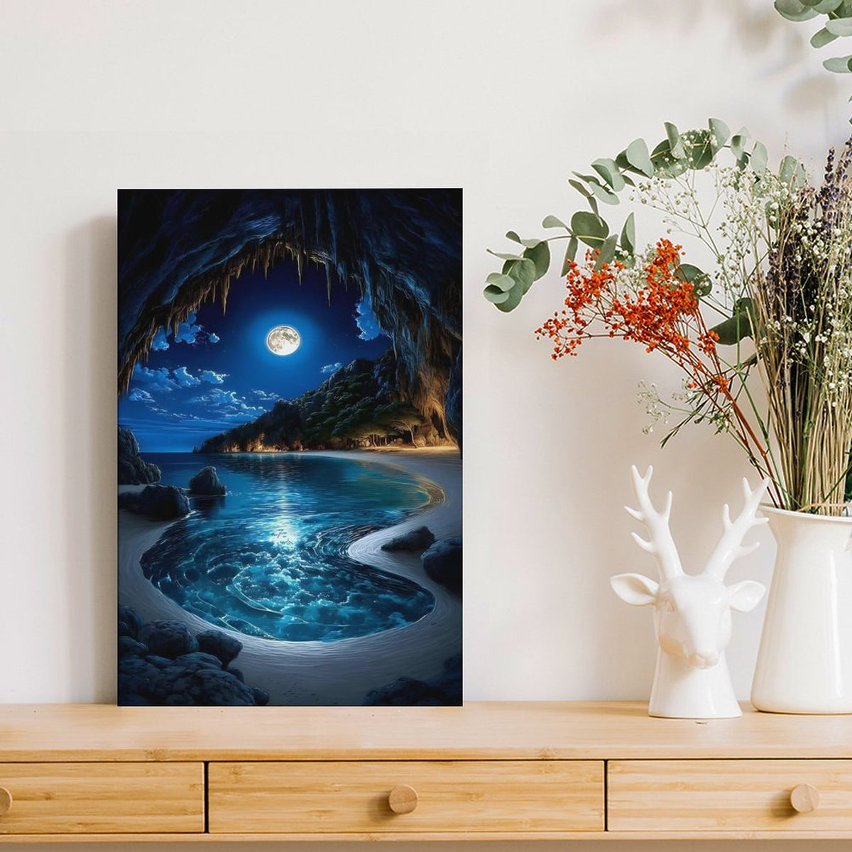 Modern Framed Canvas Wall Art Print–Large Wooden Frame for Living Room