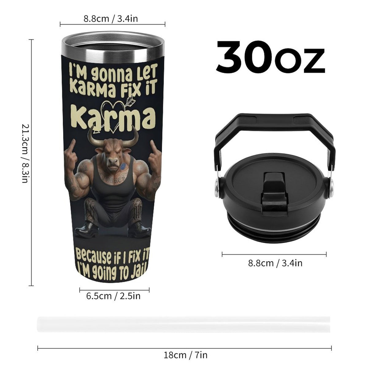 custom Bull 30oz Car Cup with Handle