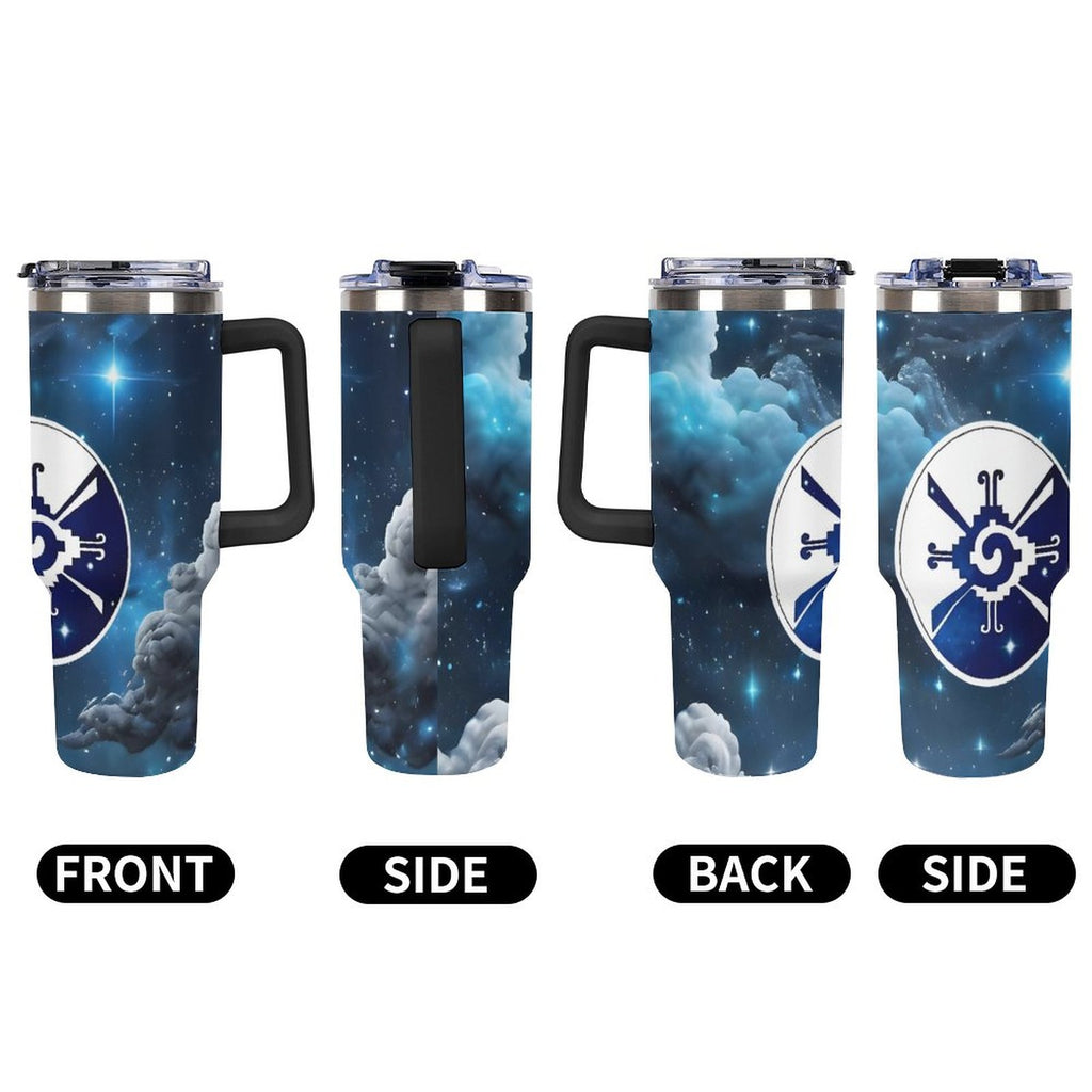 Hunab Ku / Ollin emblem 40oz Insulated Tumbler with Handle and Straw