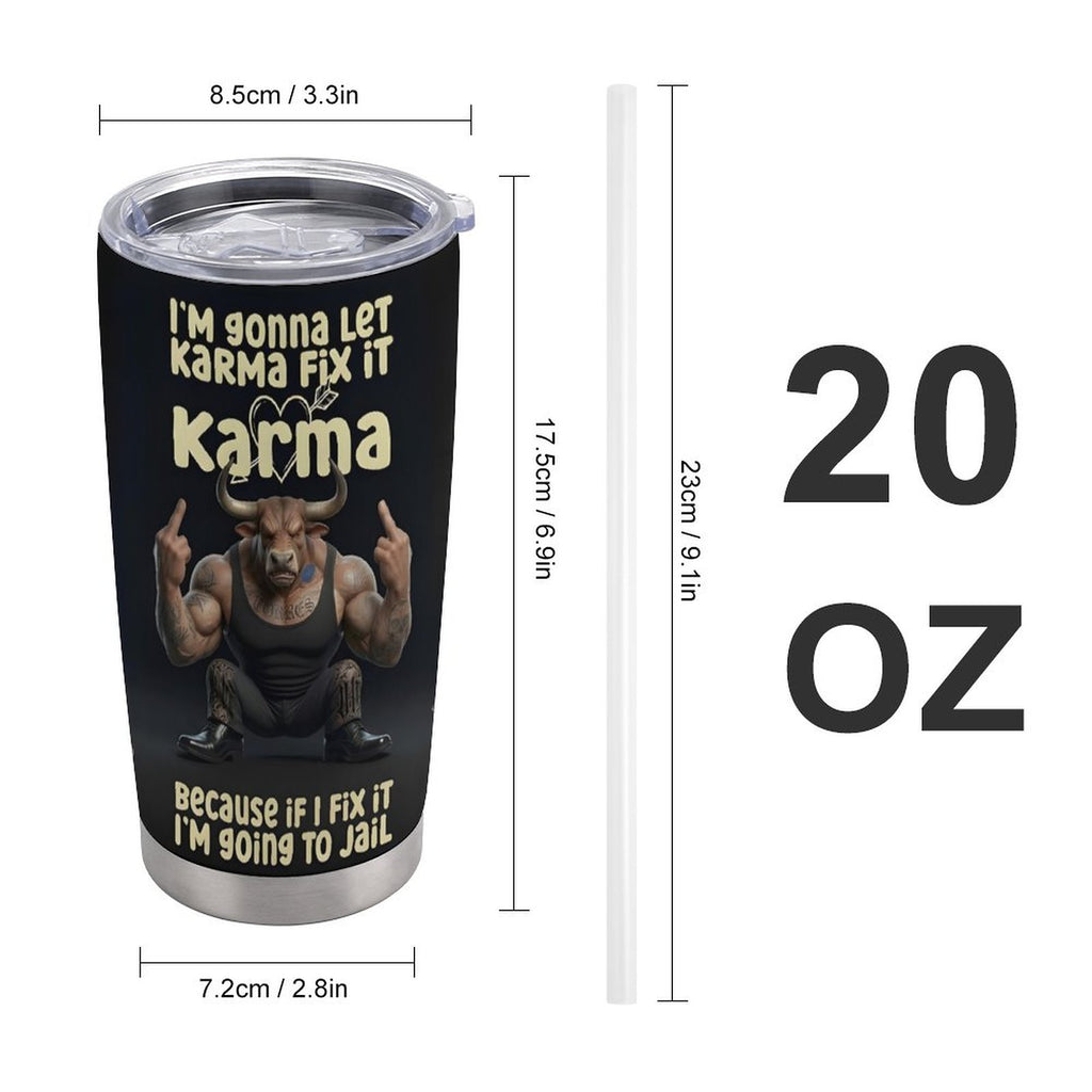 Custom Bull 20oz Insulated Stainless Steel Cup with Lid