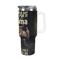 custom Bull 40oz Insulated Tumbler with Handle and Straw